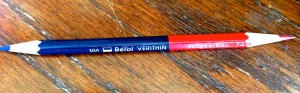CLASSIC: the Berol Verithin red and blue pencil